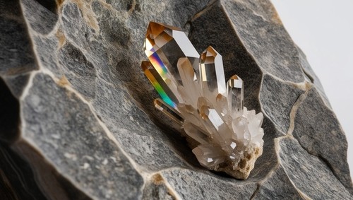 Macro shot of rainbow quartz